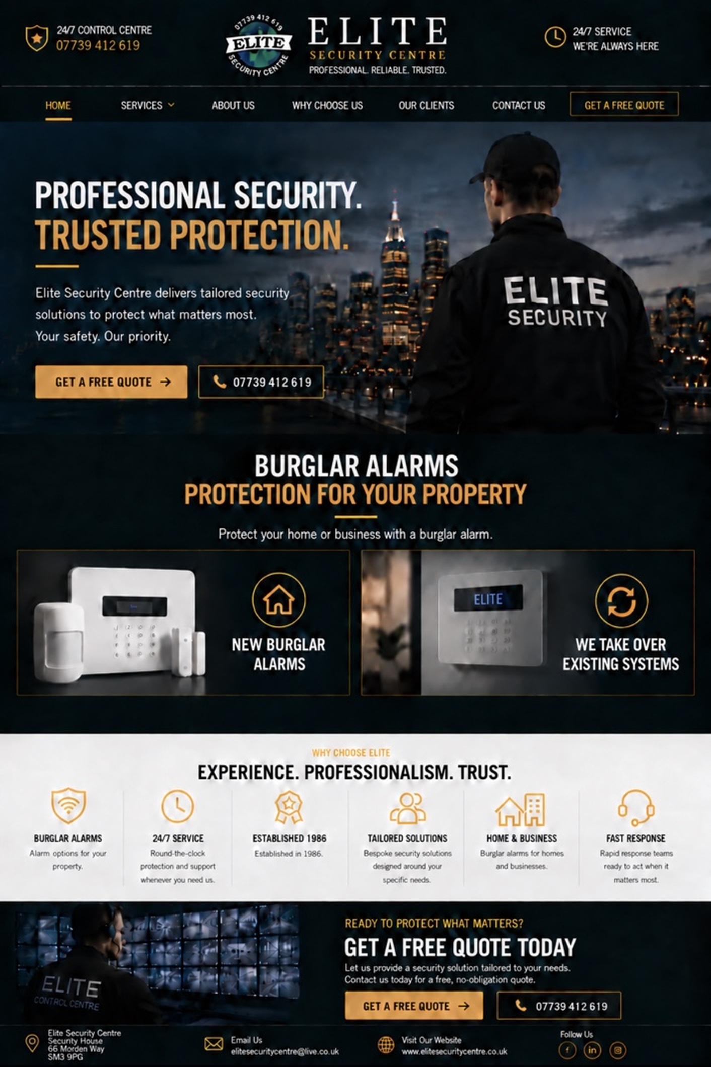 Elite Security Centre: Professional security, trusted protection. Burglar alarms, new burglar alarms, take over existing systems, established 1986, 24/7 service.